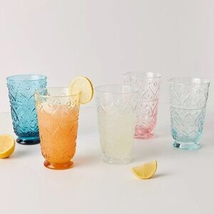 Anthropologie Bombay Highball Glasses in Pink - set of 4 NWT